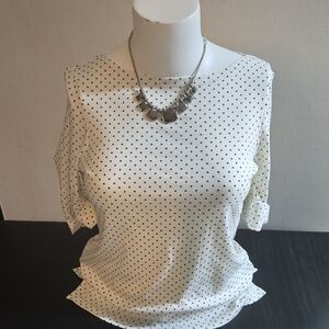 Lauren Ralph Lauren White Polka Dot Blouse